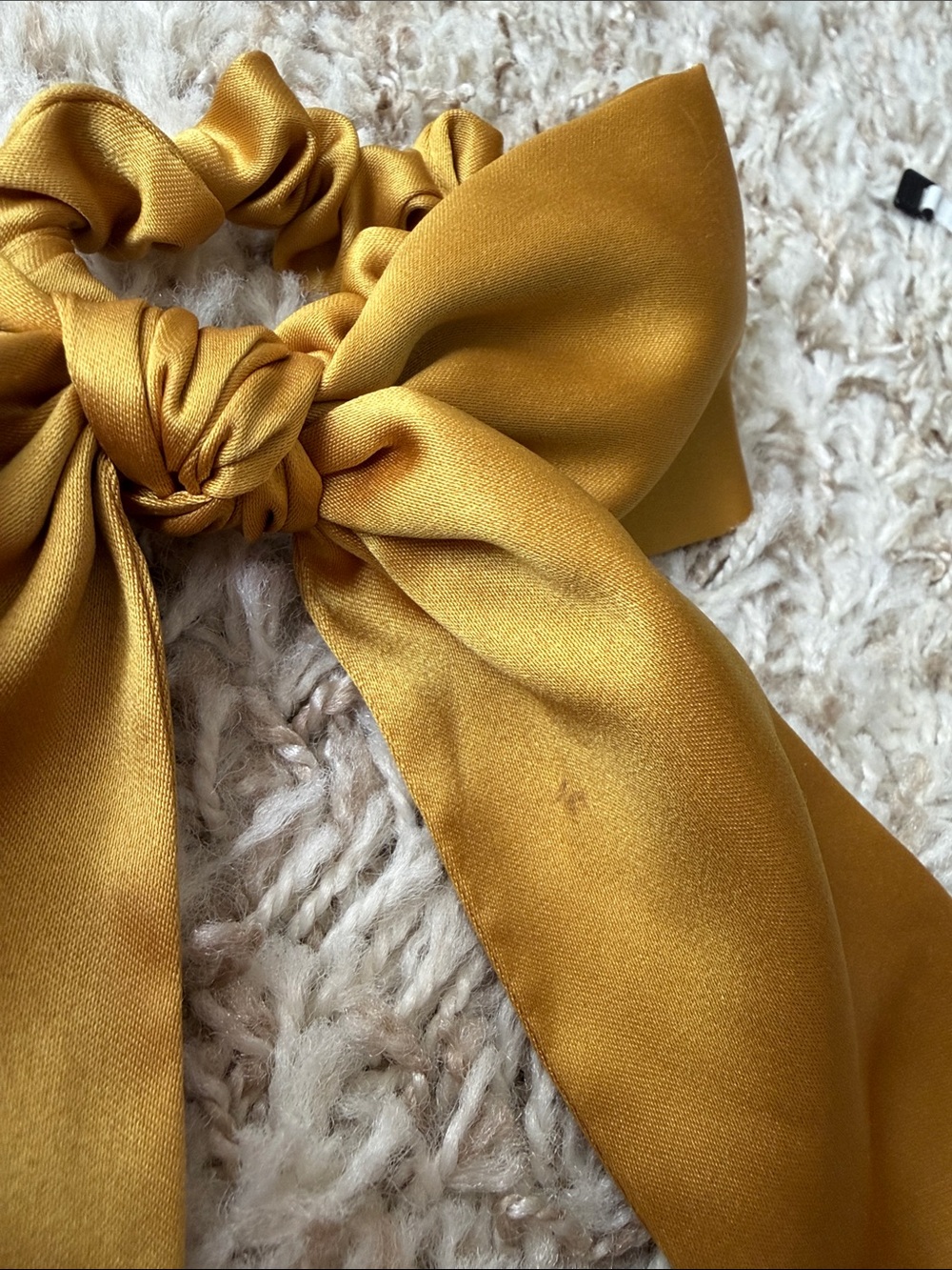 Bow Scrunchie Hair Tie in Mustard Gold - Picture 6 of 8